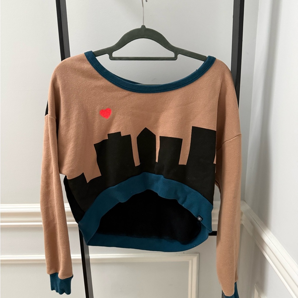 Stussy Tan and Black Skyline Sweater